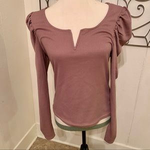 SHEIN lavender/dusky rose puff sleeve tshirt